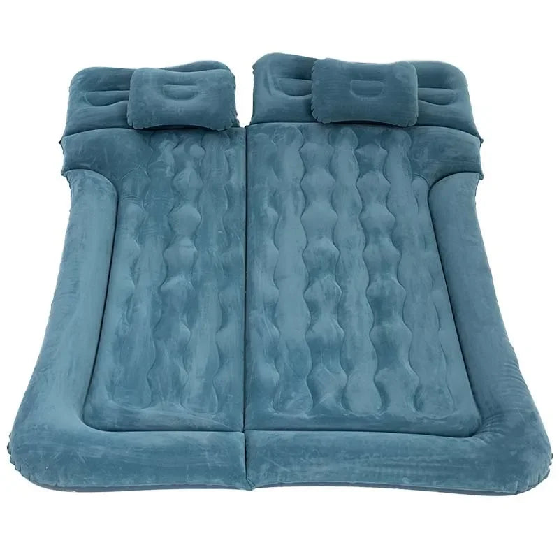 Car Inflatable Bed 2‑In‑1 Multifunction Inflatable Travel Mattress PVC Flocking Soft Sleeping Rest Cushion for Car SUV