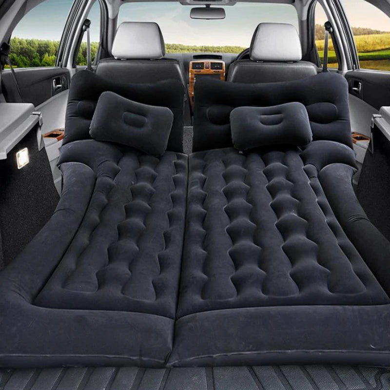 Car Inflatable Bed 2‑In‑1 Multifunction Inflatable Travel Mattress PVC Flocking Soft Sleeping Rest Cushion for Car SUV