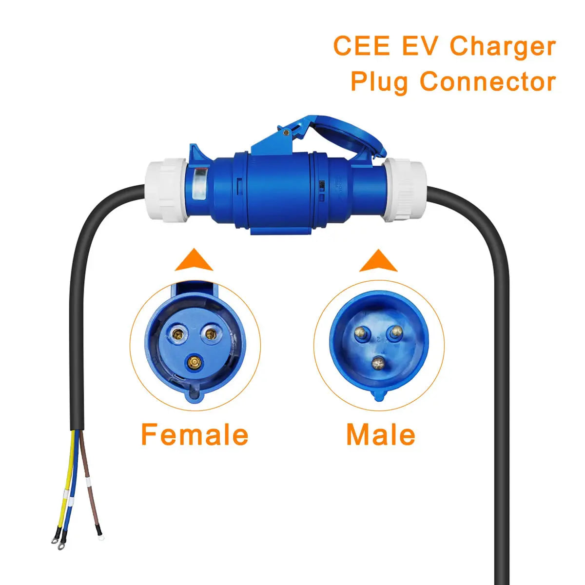 Electric Vehicle Charging Adapter 16A Blue CEE Socket to 16A EU Schuko Plug Adapter for Portable EV Charger