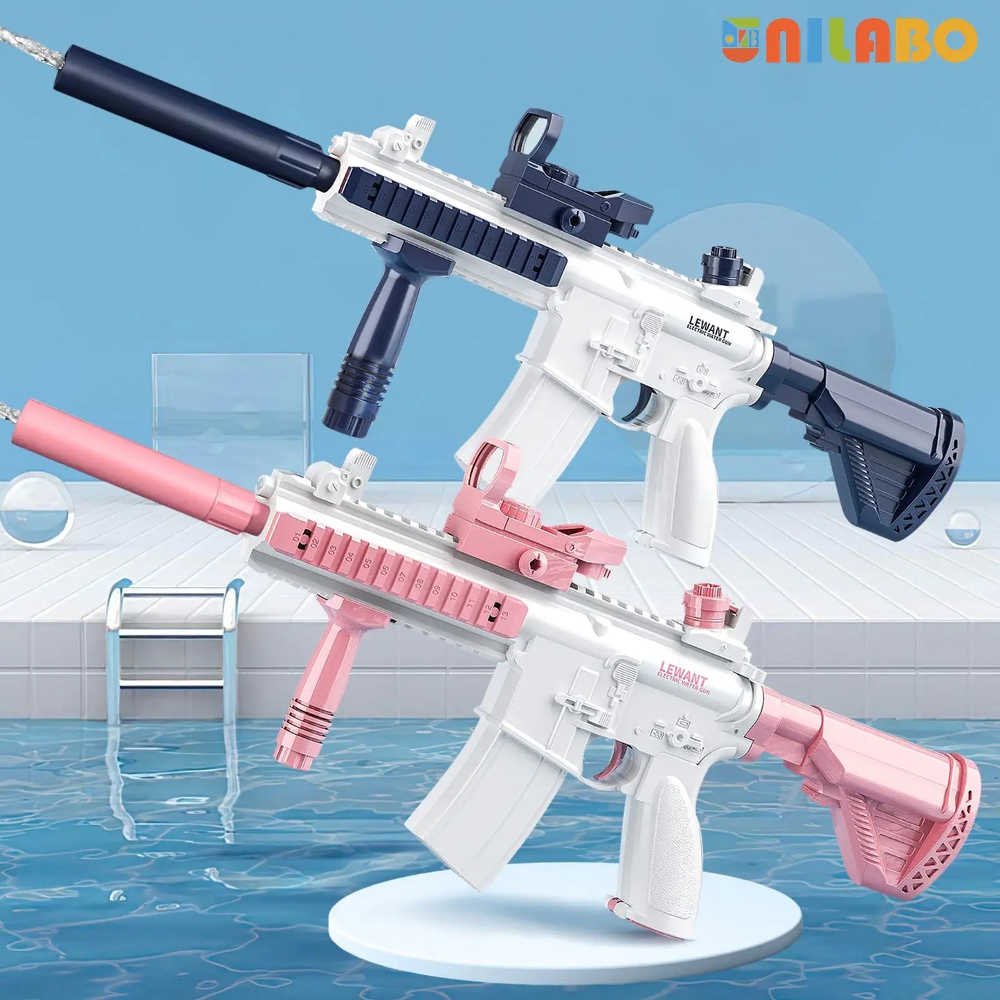 Pistola Ad Acqua Elettrica Unilabo M416 - Alimentata a Batteria Con Attacco Esterno per Bottiglia D'Acqua - Perfetta per Divertimento All'Aria Aperta per Bambini E Adulti