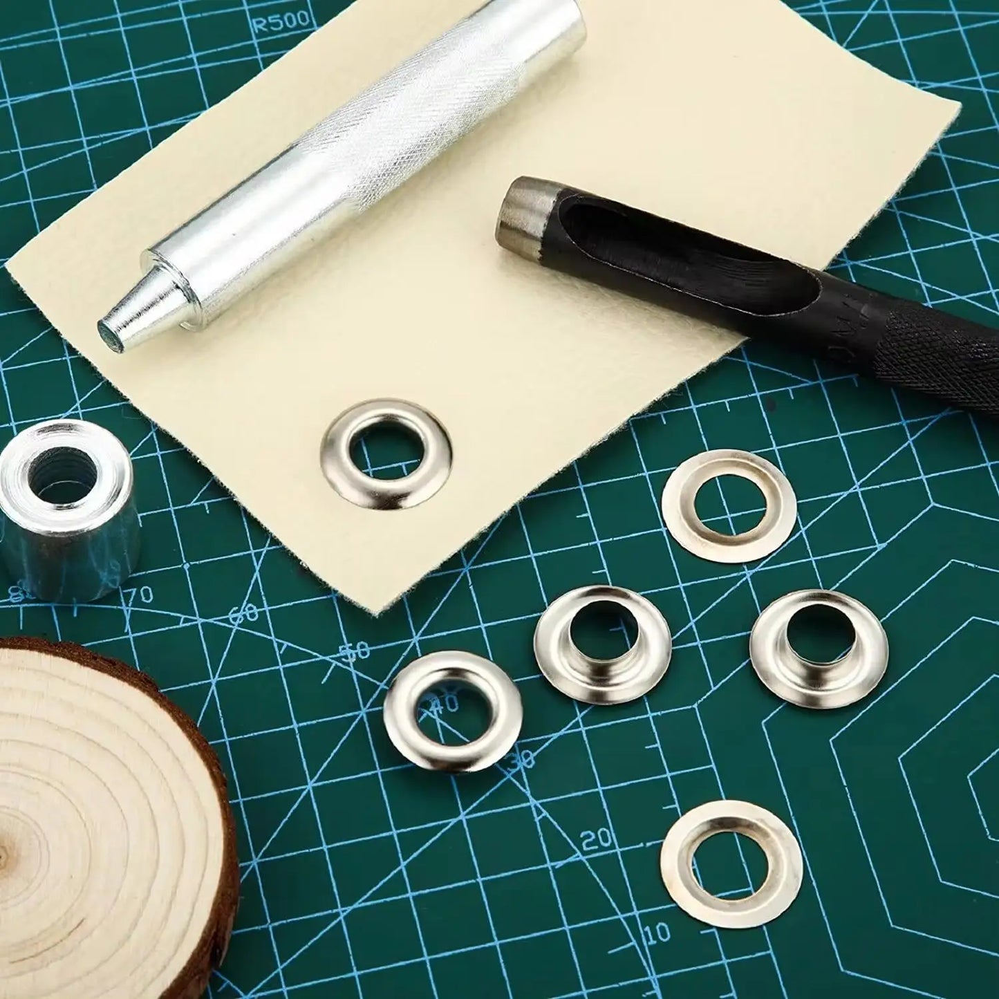 100 Sets Grommet Kit, Size 6/10/12/14Mm, with 3 Eyelet Stamping Tools, for Repairing Canvas, Waterproof Cloth, Shoes, Clothing.