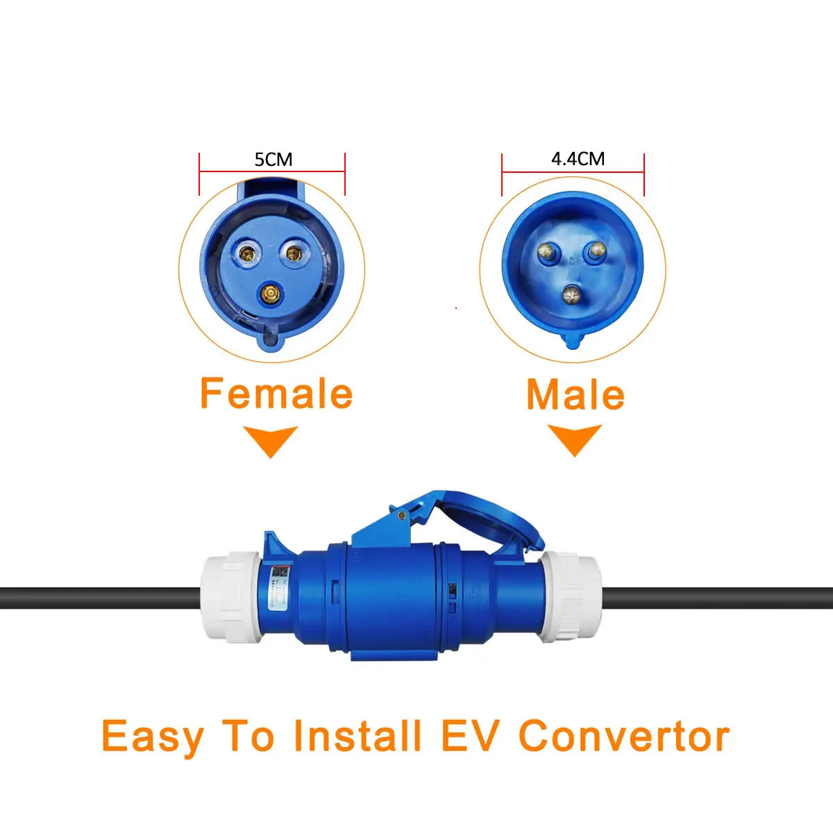 Electric Vehicle Charging Adapter 16A Blue CEE Socket to 16A EU Schuko Plug Adapter for Portable EV Charger