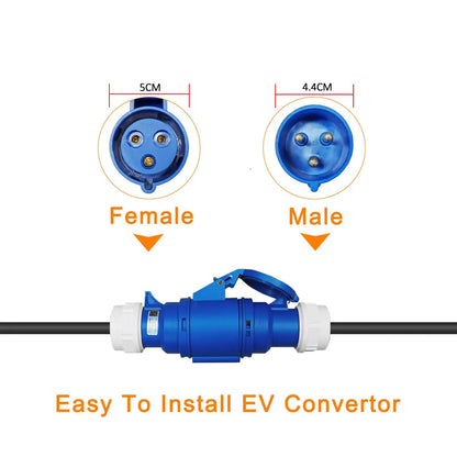 Electric Vehicle Charging Adapter 16A Blue CEE Socket to 16A EU Schuko Plug Adapter for Portable EV Charger